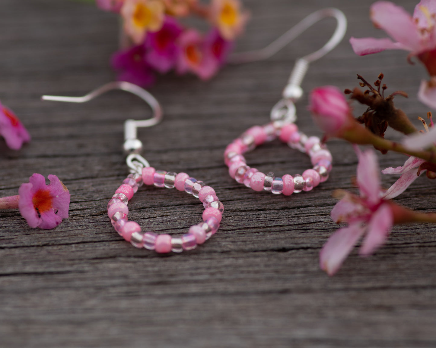 Monochrome Beaded Drop Hoops