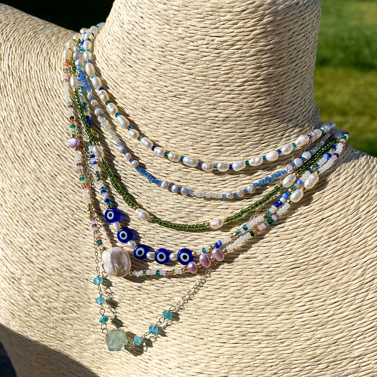 Hand made beaded necklaces, pearl necklaces, summer style