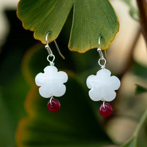 Mini Jade Flower Earrings