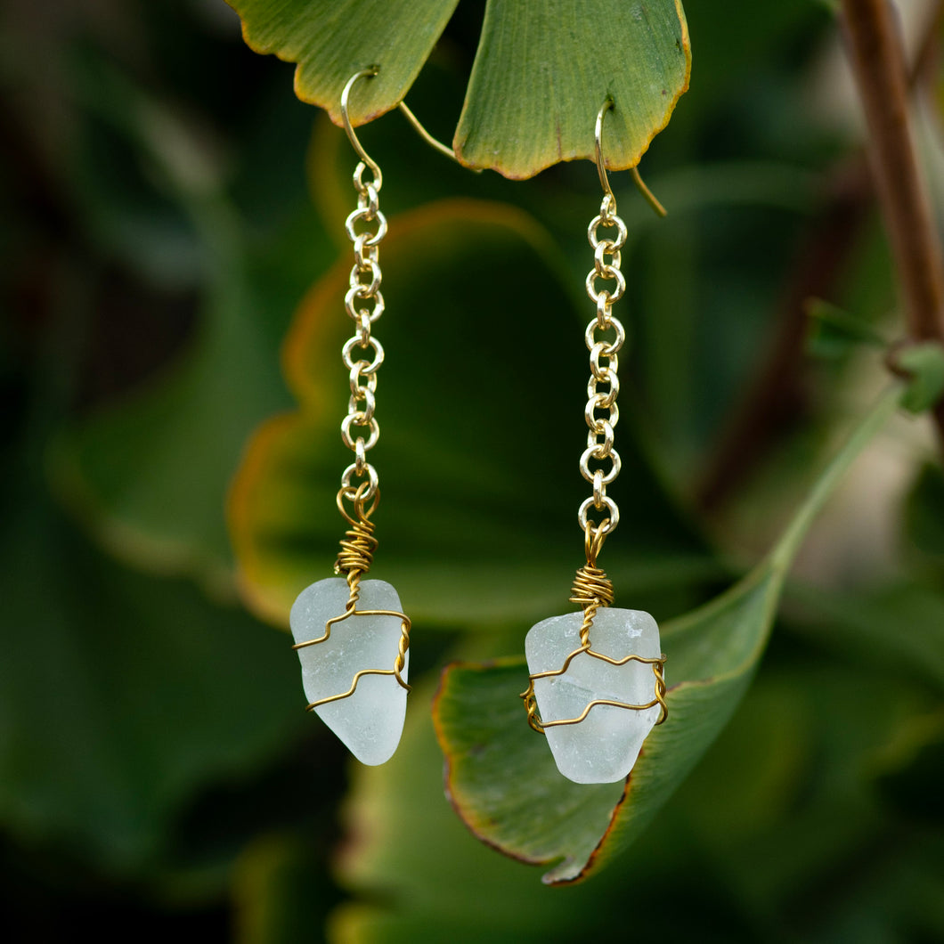 Wire Wrapped Sea Glass Earrings