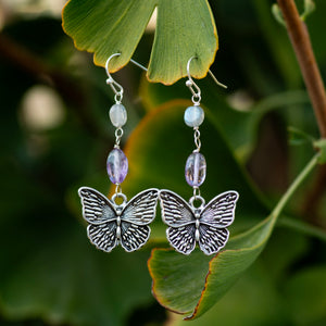 Gemstone Butterfly Earrings