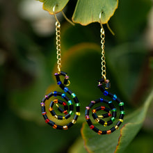 Load image into Gallery viewer, Spectrum Beaded Spiral Earrings
