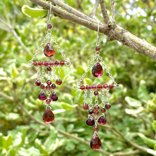 Garnet Chandelier Earrings