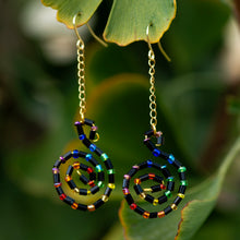 Load image into Gallery viewer, Spectrum Beaded Spiral Earrings
