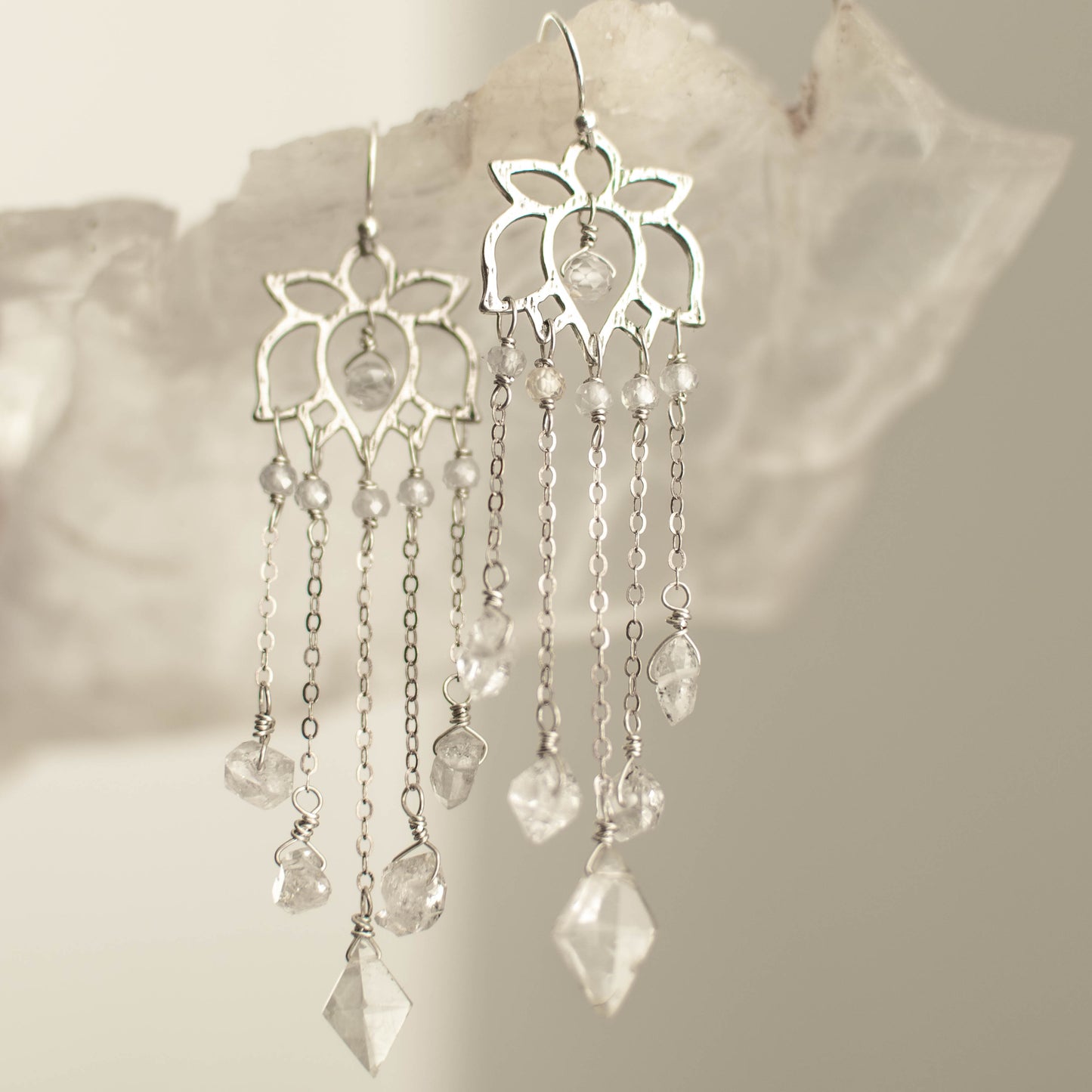 Sterling Silver Rainfall Lotus Earrings