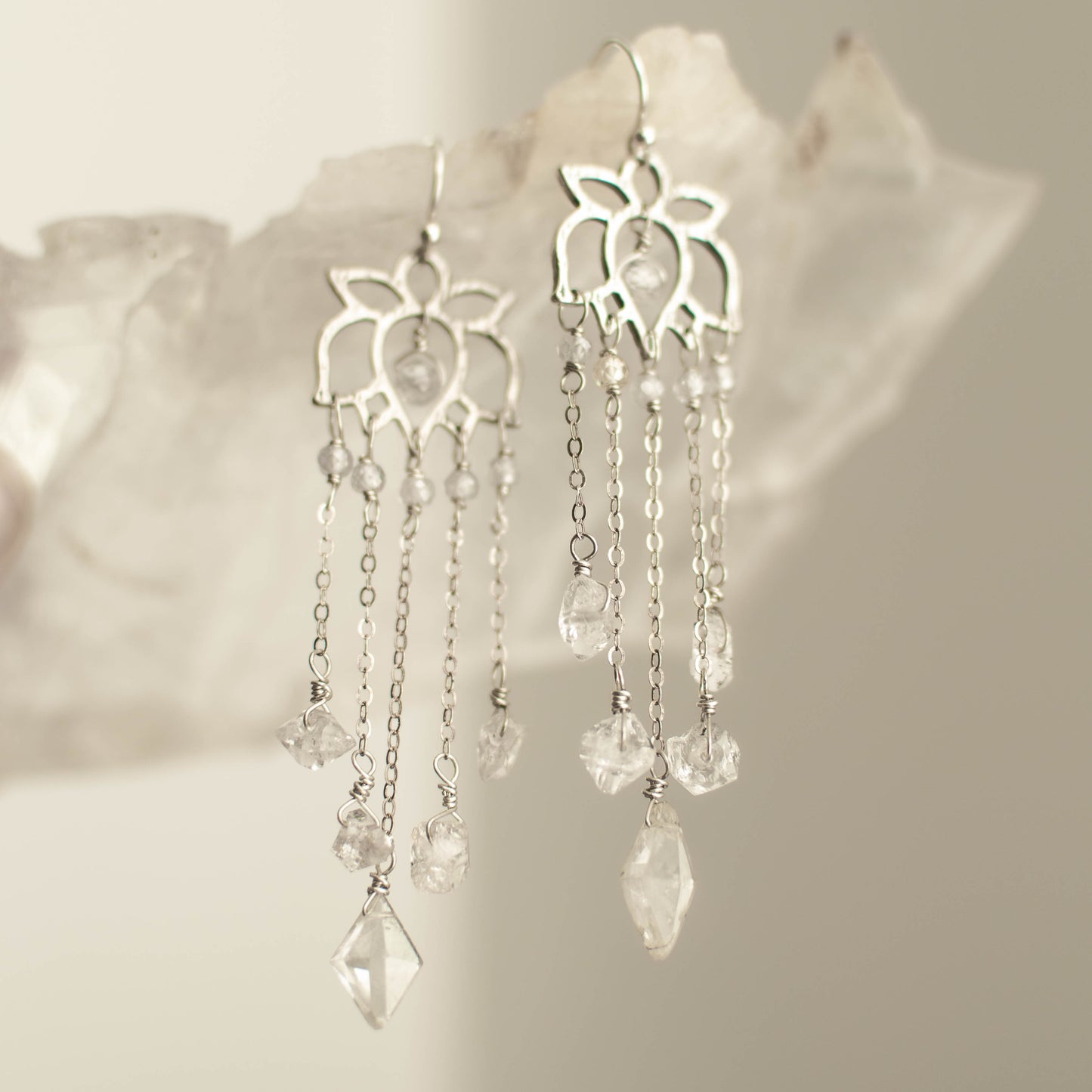 Sterling Silver Rainfall Lotus Earrings