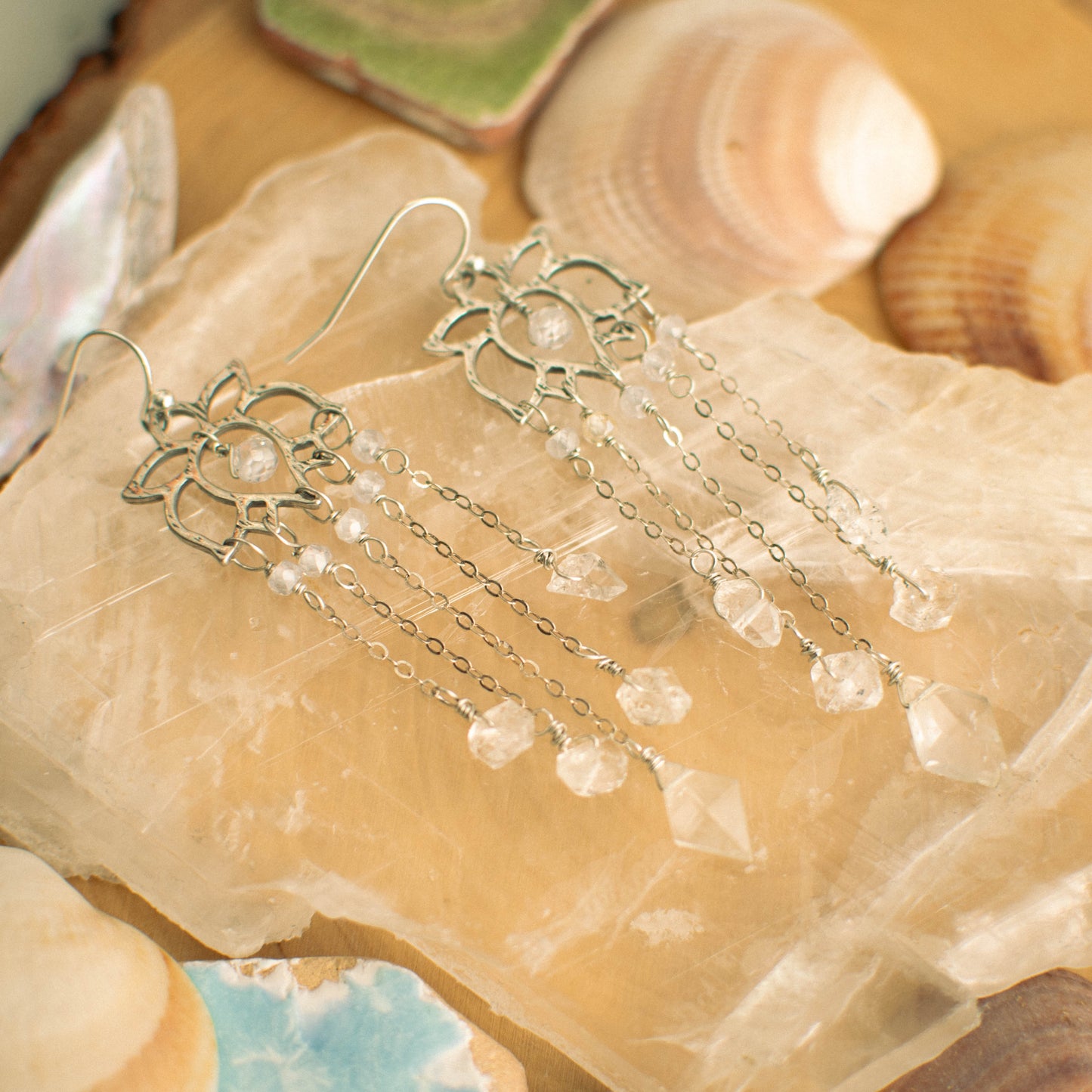 Sterling Silver Rainfall Lotus Earrings