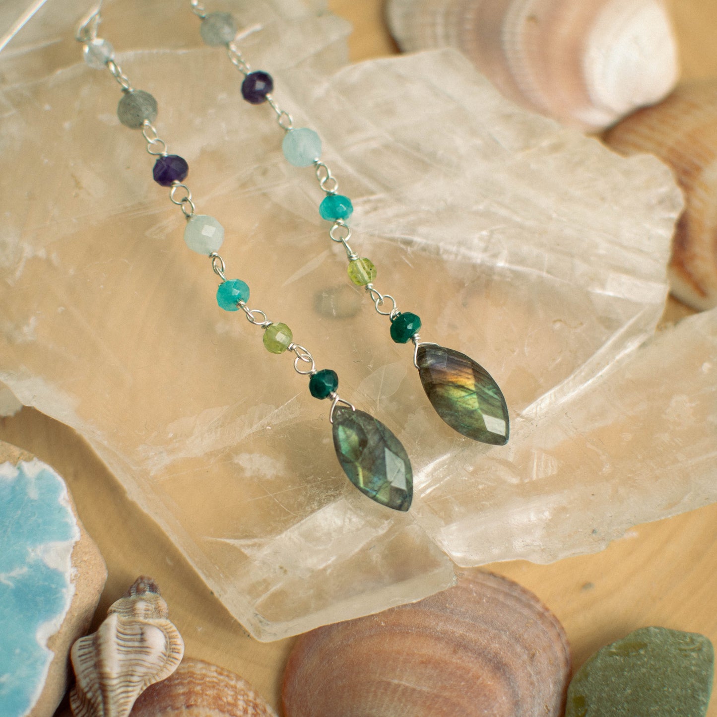 Mixed Gemstone Dangle Earrings