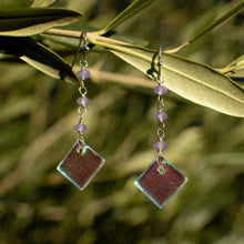 Load image into Gallery viewer, Lavender Jade &amp; Dichroic Glass Dangles
