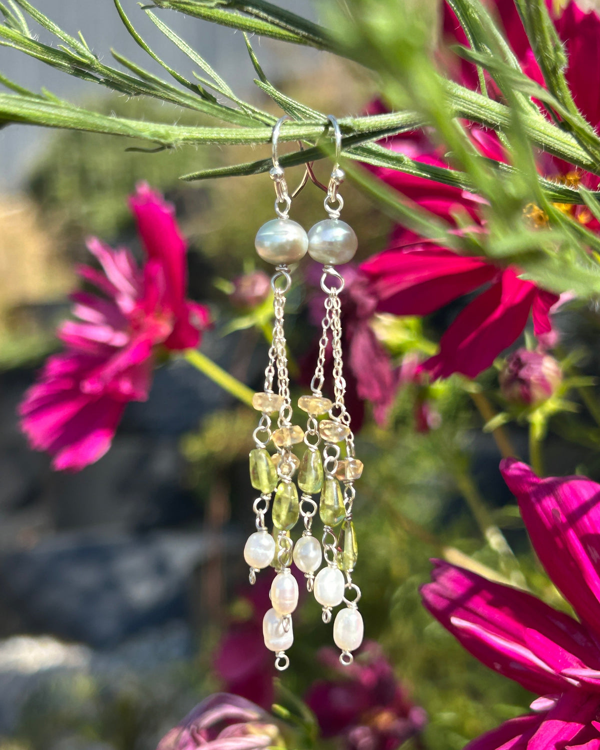 Upcycled Vintage Gemstone Rain Earrings