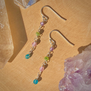 Mixed Gemstone Chain Earrings