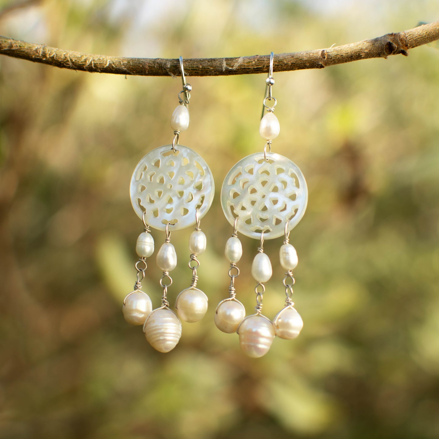 Mother of Pearl Mandala Earrings