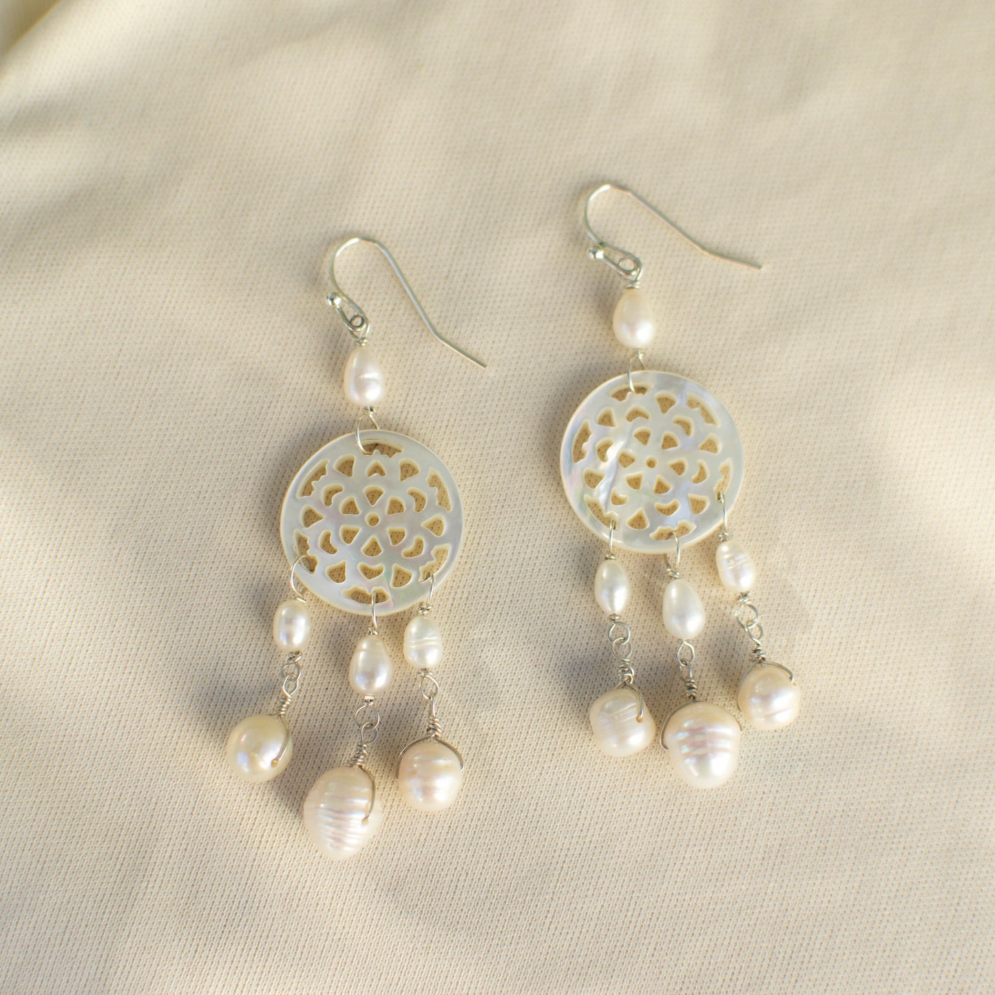 Mother of Pearl Mandala Earrings