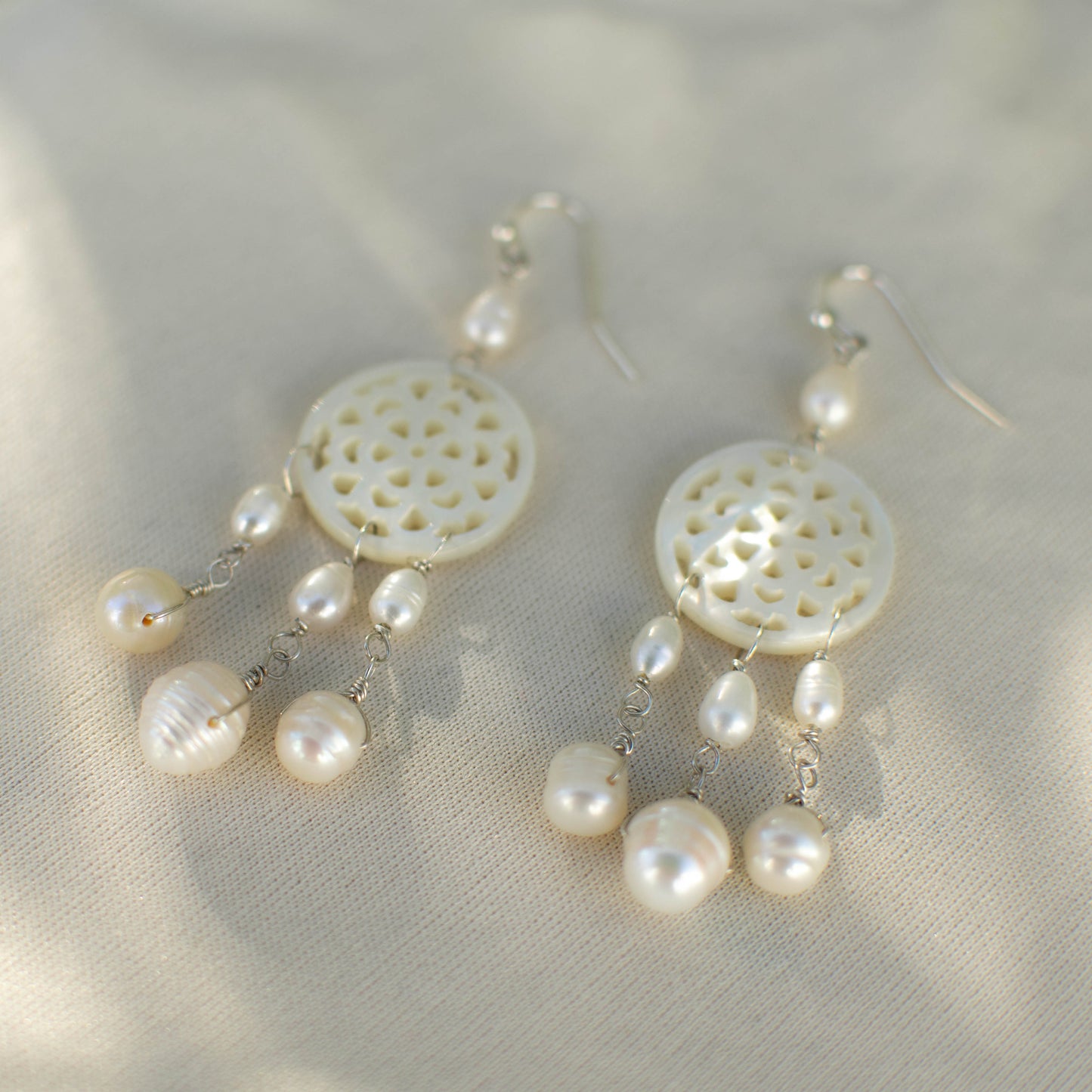 Mother of Pearl Mandala Earrings