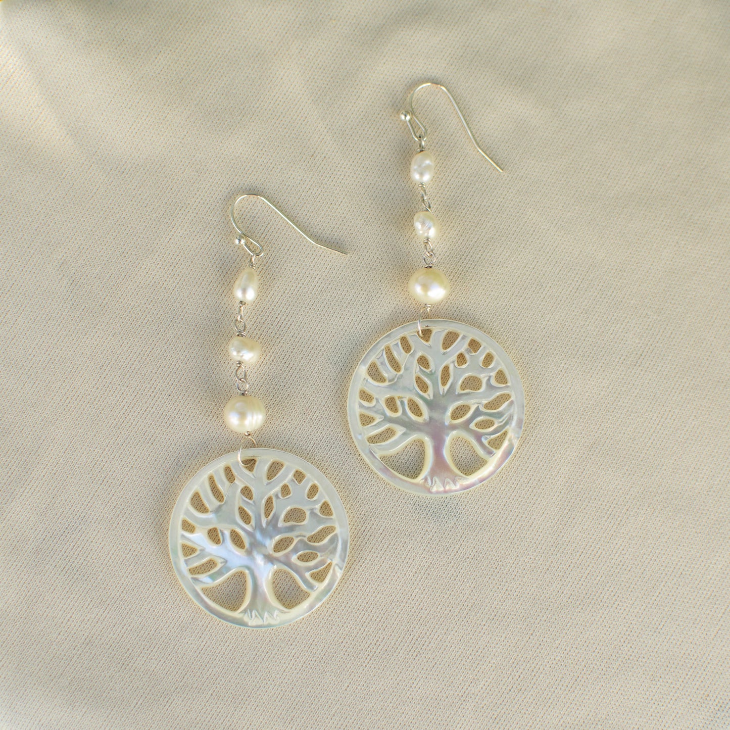 Mother of Pearl Tree of Life Earrings