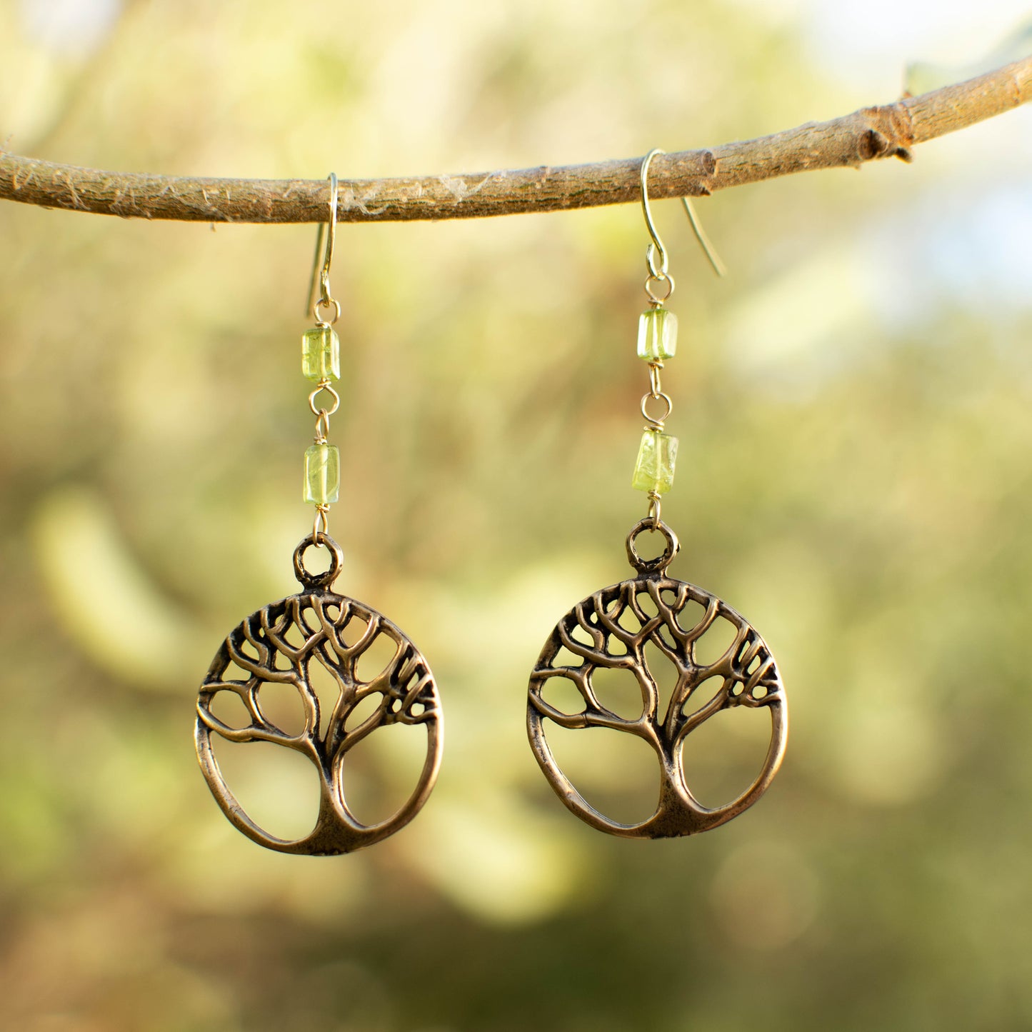 Peridot Tree of Life Earrings