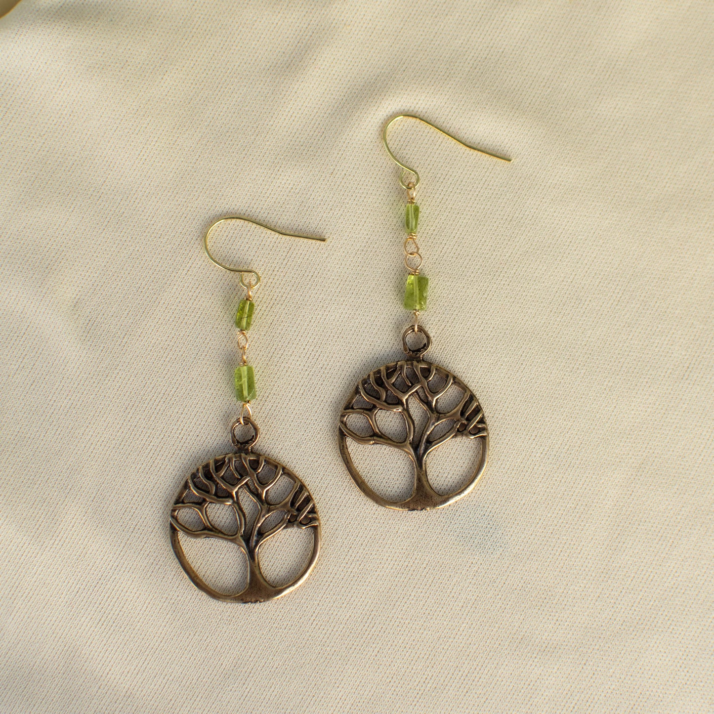 Peridot Tree of Life Earrings